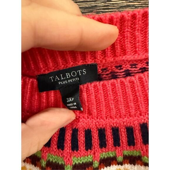 Talbots fair isle crew neck sweater Plus size 3X petite - Picture 4 of 7